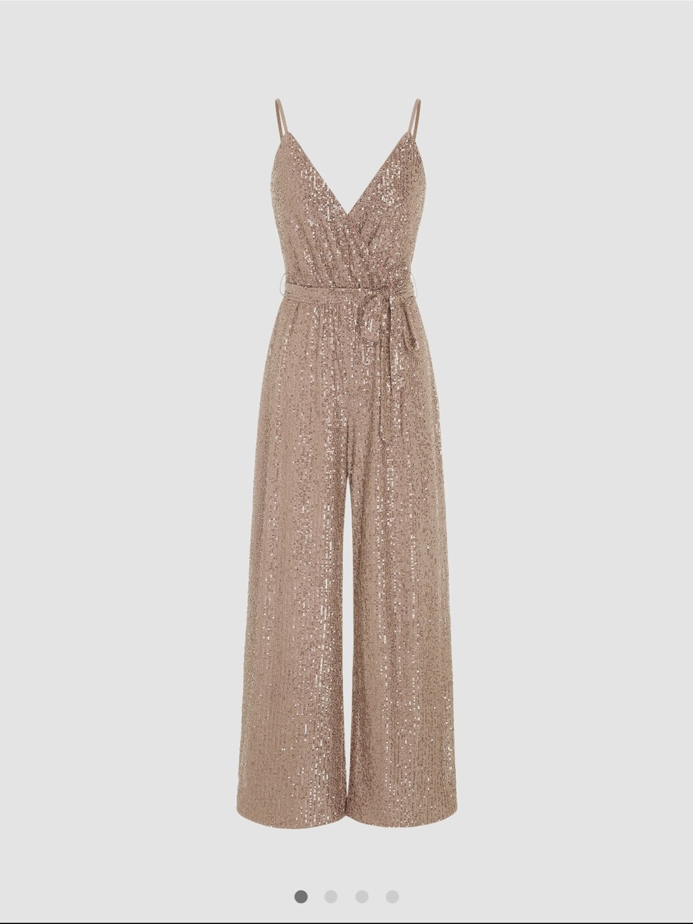 Sequin Wide-Leg Jumpsuit - Champagne